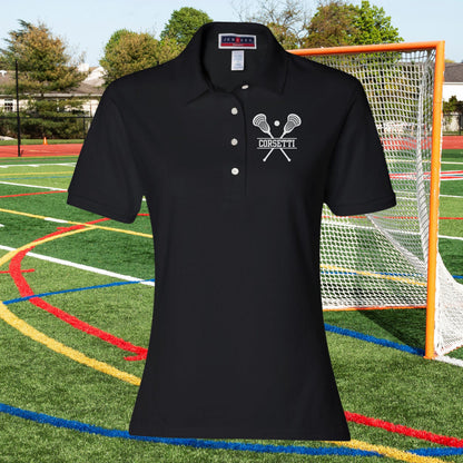 Women's Personalized Lacrosse Polo, Custom Polo Shirt, Lacrosse Team Polo, Lacrosse Coach Gift, Gift for Lax Lover, Girls Lacrosse Polo