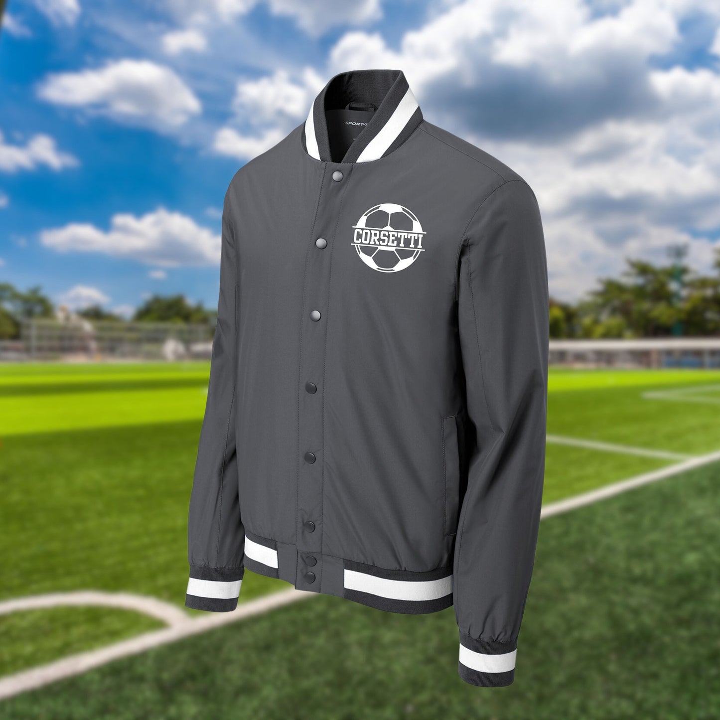 Personalized Varsity Soccer Jacket, Custom Sport Sweatshirt, Monogram Logo, Soccer Coach Gift, College Team Gift, School Sport, Gift for Son
