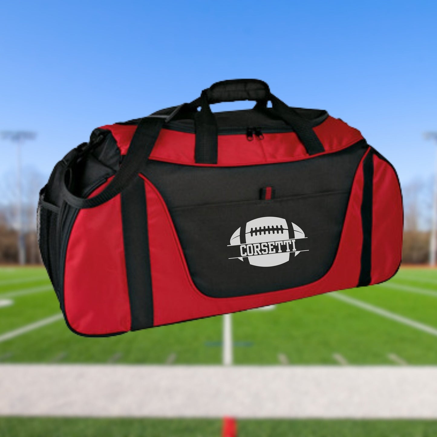 Personalized Football Duffel Bag, Custom Sport Bag, Monogram Travel Bag, Athletic Shoulder Bag, Football Coach Gift, Football Player Bag