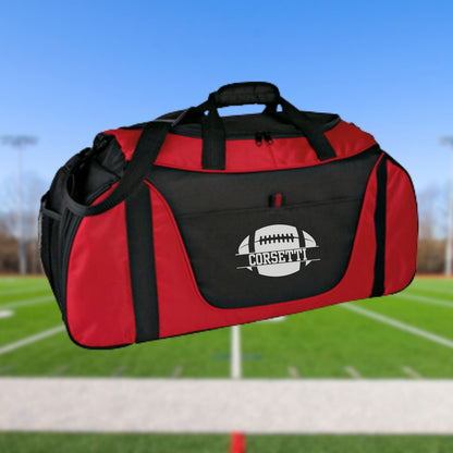Personalized Football Duffel Bag, Custom Sport Bag, Monogram Travel Bag, Athletic Shoulder Bag, Football Coach Gift, Football Player Bag