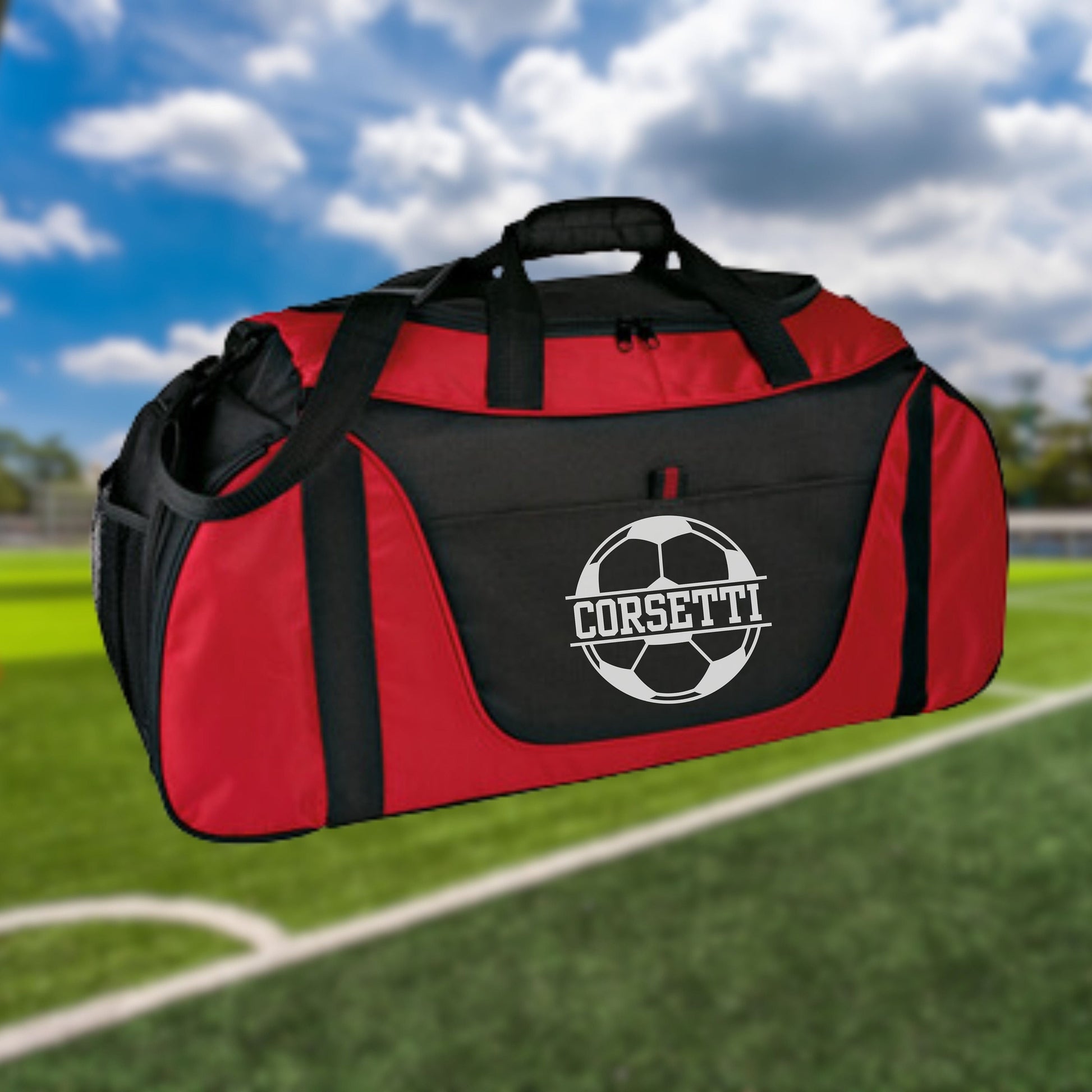 Personalized Soccer Duffel Bag, Custom Sport Bag, Monogram Travel Bag, Athletic Shoulder Bag, Soccer Coach Gift, Soccer Player Bag, Team Bag