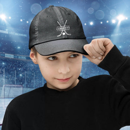 Kids Personalized Hockey Hat, Youth Custom Hockey Hat, Hockey Baseball Cap, Kids Custom Logo Hat, Hockey Monogram Hat, Child Baseball Hat
