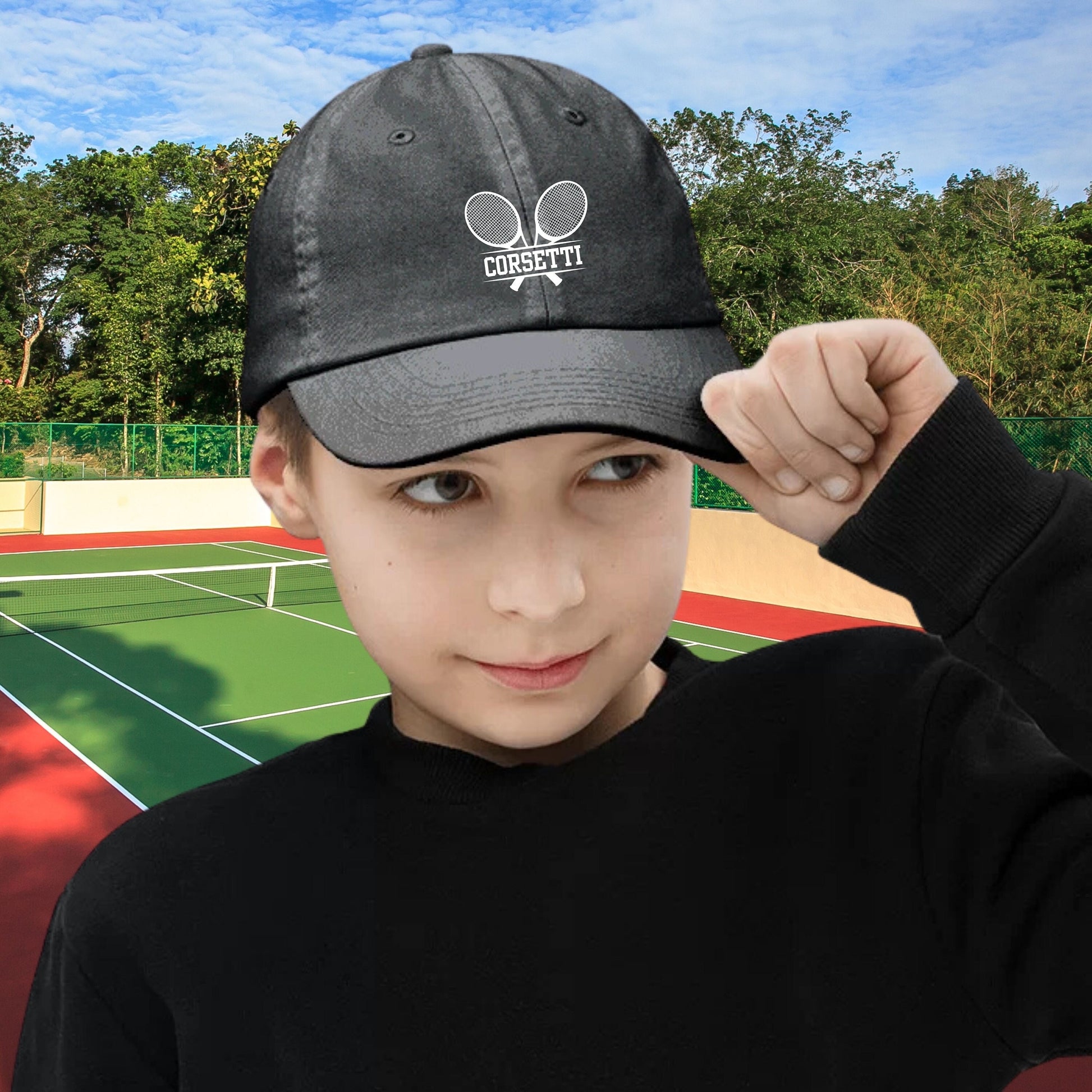 Kids Personalized Tennis Hat, Youth Custom Tennis Hat, Tennis Baseball Cap, Kid Custom Logo Hat, Tennis Monogram, Tennis Team Gift, Kid Gift