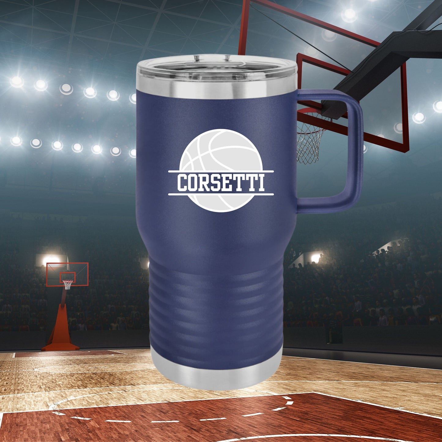 Custom Basketball Tumbler, Personalized Ringneck Tumbler, Basketball Gift, 20 oz Coffee Mug, Gift for Basketball Player, Basketball Monogram
