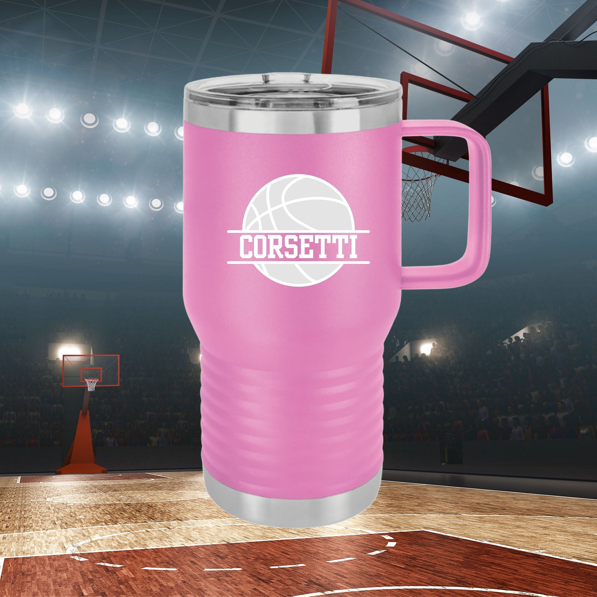 Custom Basketball Tumbler, Personalized Ringneck Tumbler, Basketball Gift, 20 oz Coffee Mug, Gift for Basketball Player, Basketball Monogram