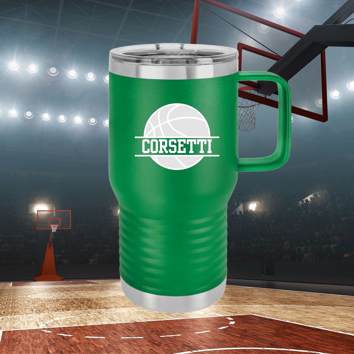 Custom Basketball Tumbler, Personalized Ringneck Tumbler, Basketball Gift, 20 oz Coffee Mug, Gift for Basketball Player, Basketball Monogram