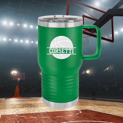 Custom Basketball Tumbler, Personalized Ringneck Tumbler, Basketball Gift, 20 oz Coffee Mug, Gift for Basketball Player, Basketball Monogram