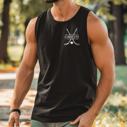 Personalized Tank Top, Custom Monogram Muscle Shirt, Embroidered Hockey Tank Top, Men's Hockey Gift, Workout Shirt, Gift for Hockey Lover