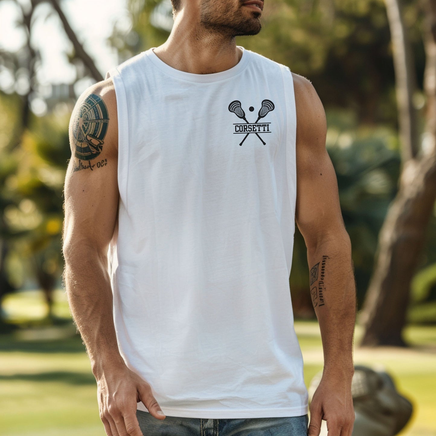 Personalized Tank Top, Custom Monogram Muscle Shirt, Embroidered Lacrosse Tank Top, Men's Lacrosse Gift, Workout Shirt, Gift for Lax Lover