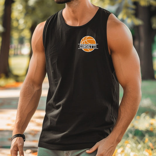 Personalized Tank Top, Custom Monogram Muscle Shirt, Embroidered Basketball Tank Top, Men's Basketball Gift, Workout Shirt, Basketball Team