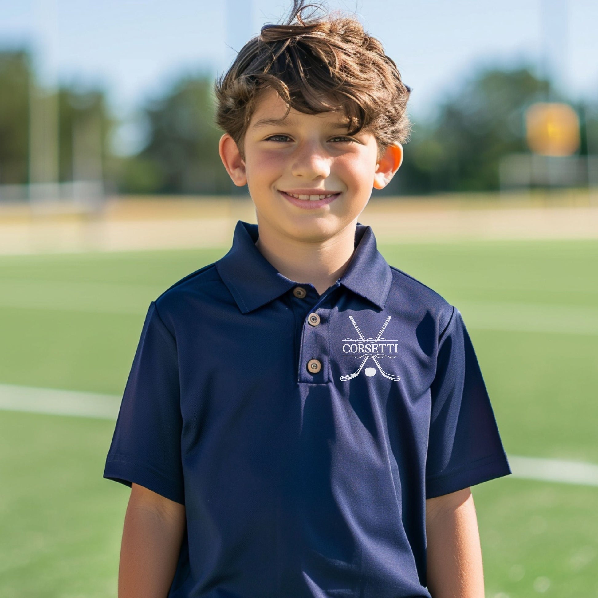 Personalized Youth Hockey Polo, Kids Custom Hockey Polo, Monogram Sport Polo, Boys Hockey Gift, Moisture Wicking, Gift for Son, Hockey Team