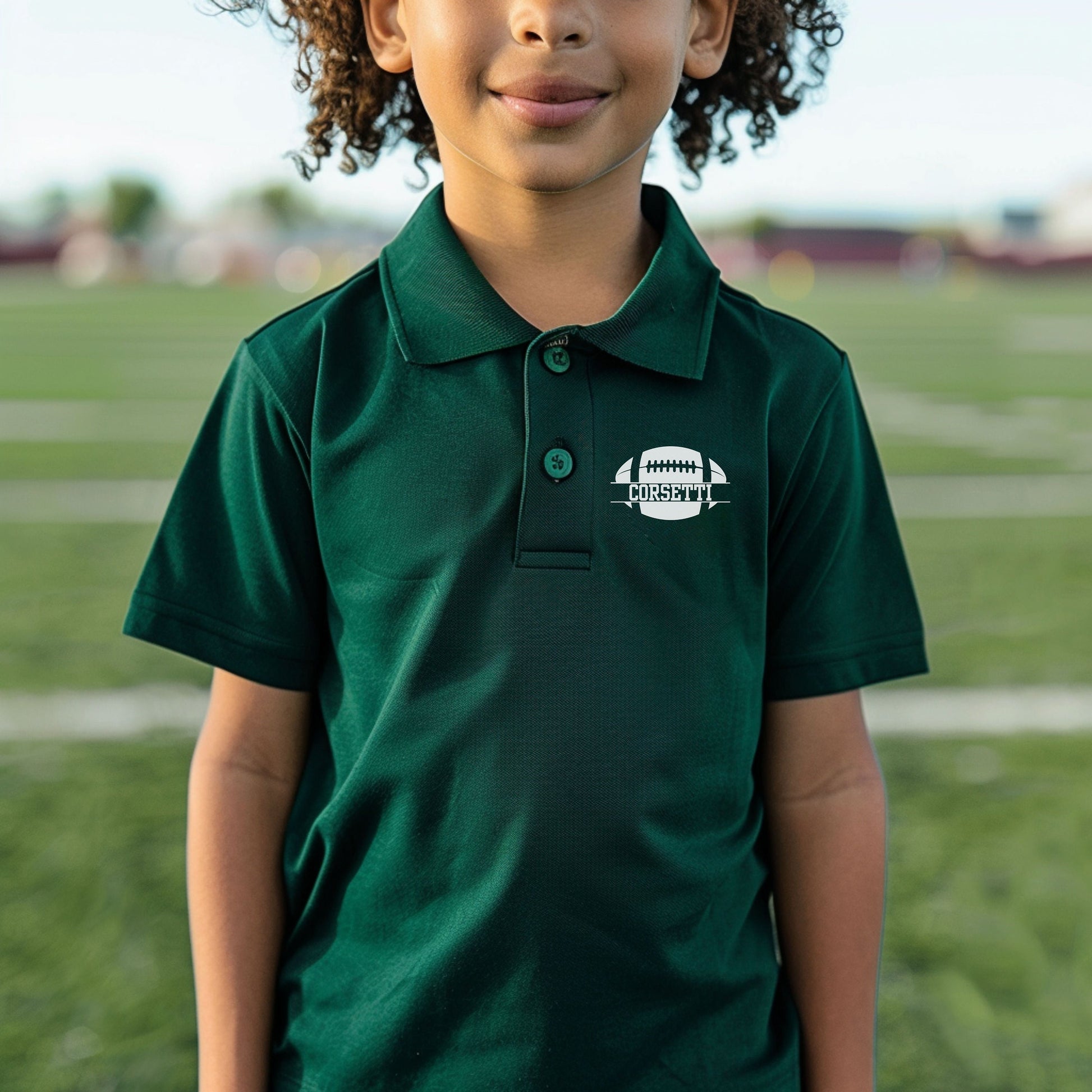 Personalized Youth Football Polo, Kids Custom Football Polo, Monogram Sport Polo, Boys Football Team Polo, Moisture Wicking, Gift for Son