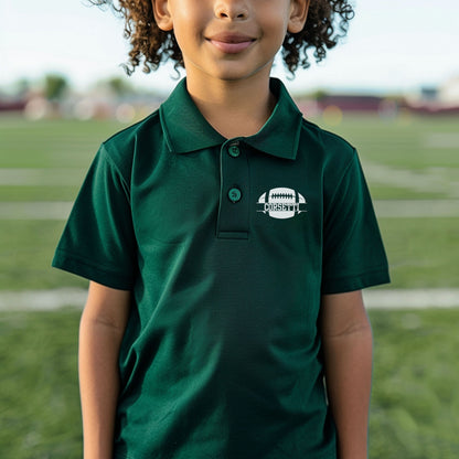Personalized Youth Football Polo, Kids Custom Football Polo, Monogram Sport Polo, Boys Football Team Polo, Moisture Wicking, Gift for Son