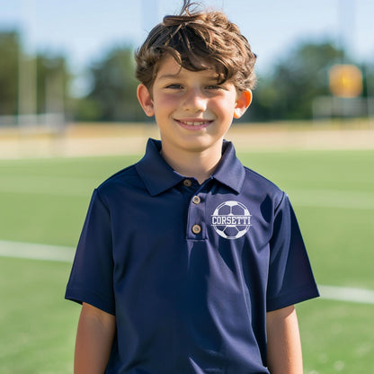 Personalized Youth Soccer Polo, Kids Custom Soccer Polo, Monogram Sport Polo, Boys Soccer Gift, Moisture Wicking, Gift for Son, Soccer Team