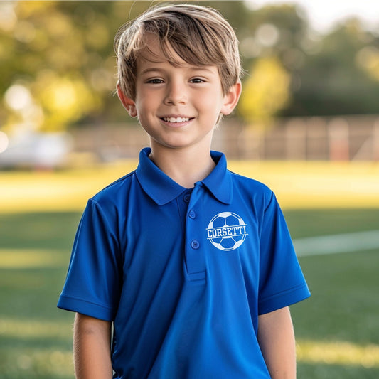 Personalized Youth Soccer Polo, Kids Custom Soccer Polo, Monogram Sport Polo, Boys Soccer Gift, Moisture Wicking, Gift for Son, Soccer Team