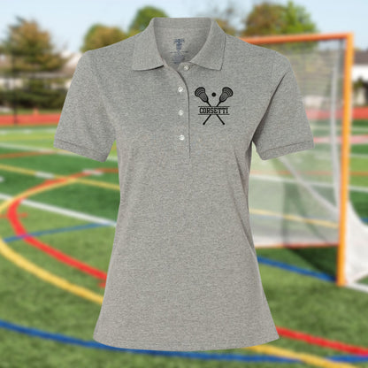 Women's Personalized Lacrosse Polo, Custom Polo Shirt, Lacrosse Team Polo, Lacrosse Coach Gift, Gift for Lax Lover, Girls Lacrosse Polo