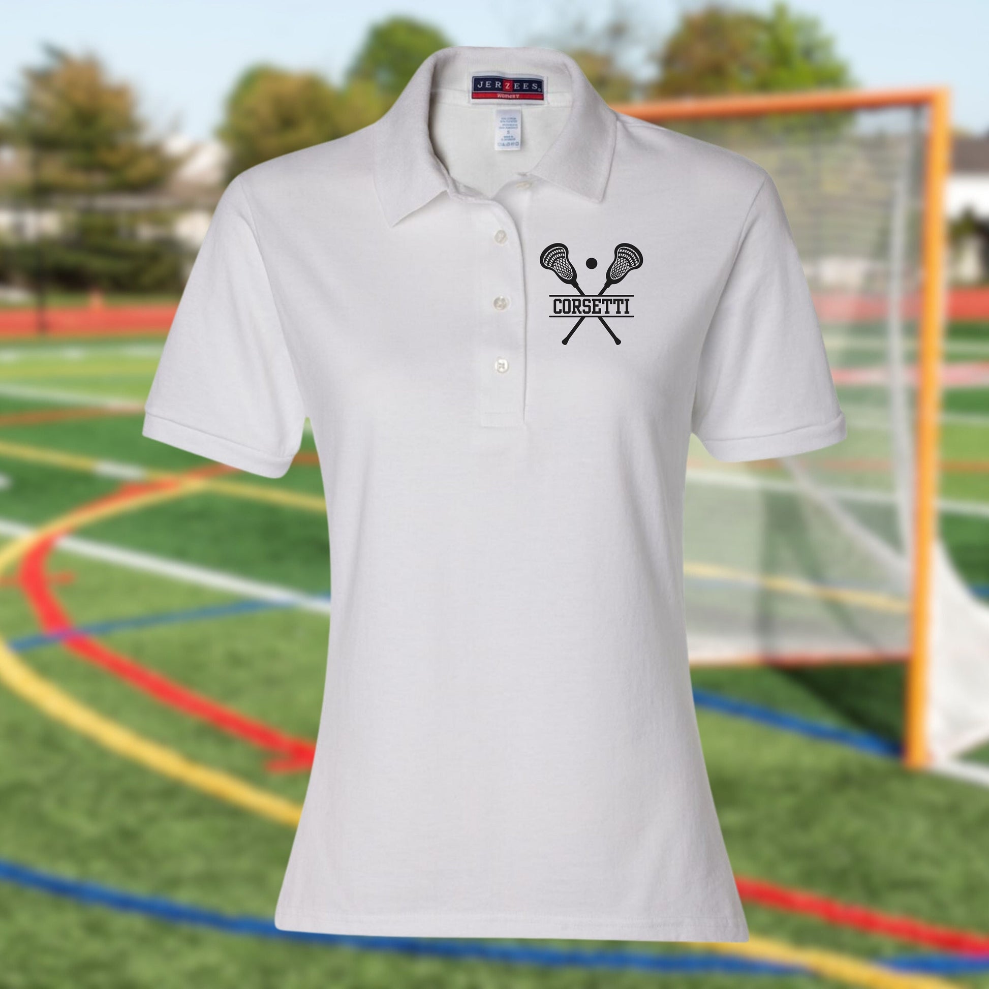 Women's Personalized Lacrosse Polo, Custom Polo Shirt, Lacrosse Team Polo, Lacrosse Coach Gift, Gift for Lax Lover, Girls Lacrosse Polo