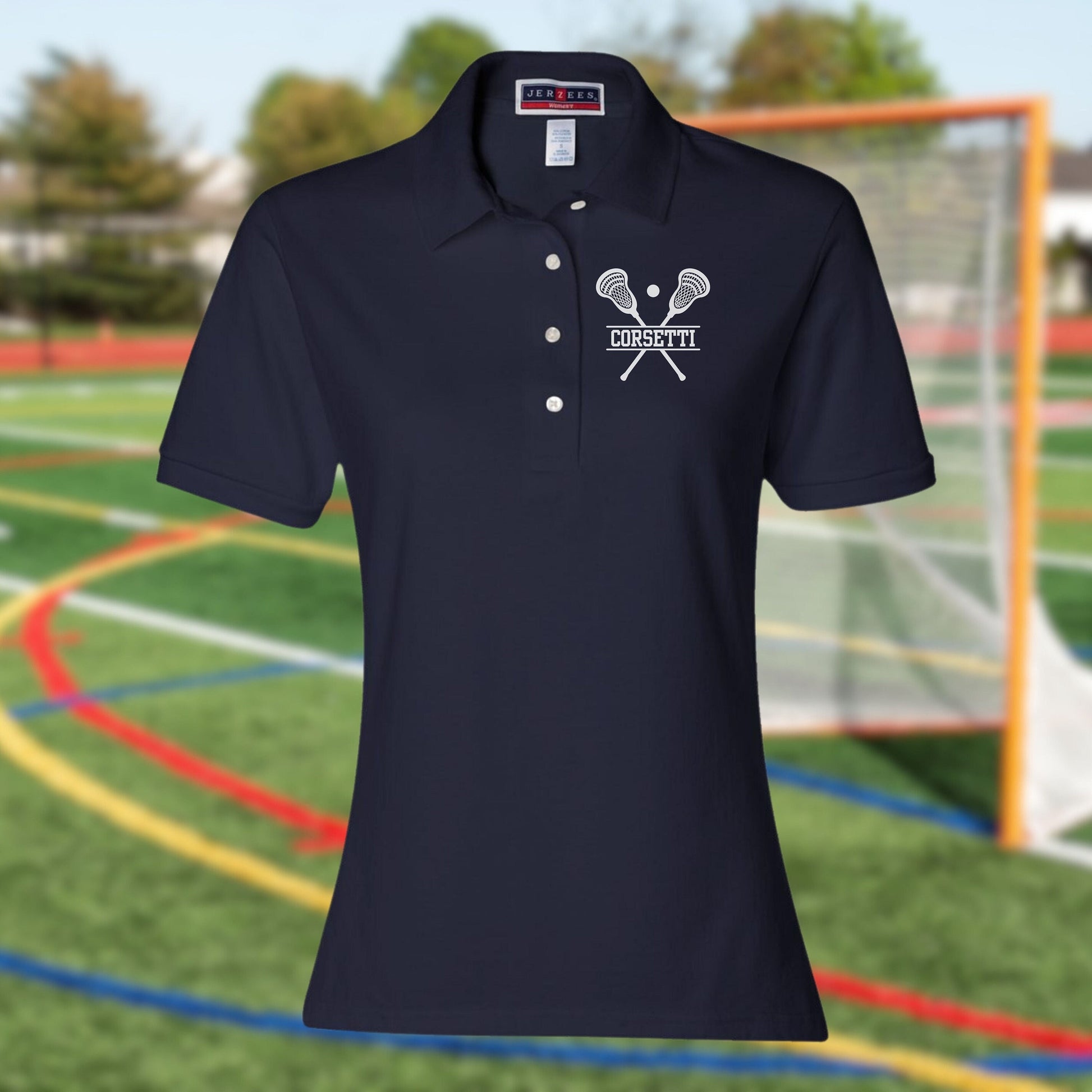 Women's Personalized Lacrosse Polo, Custom Polo Shirt, Lacrosse Team Polo, Lacrosse Coach Gift, Gift for Lax Lover, Girls Lacrosse Polo