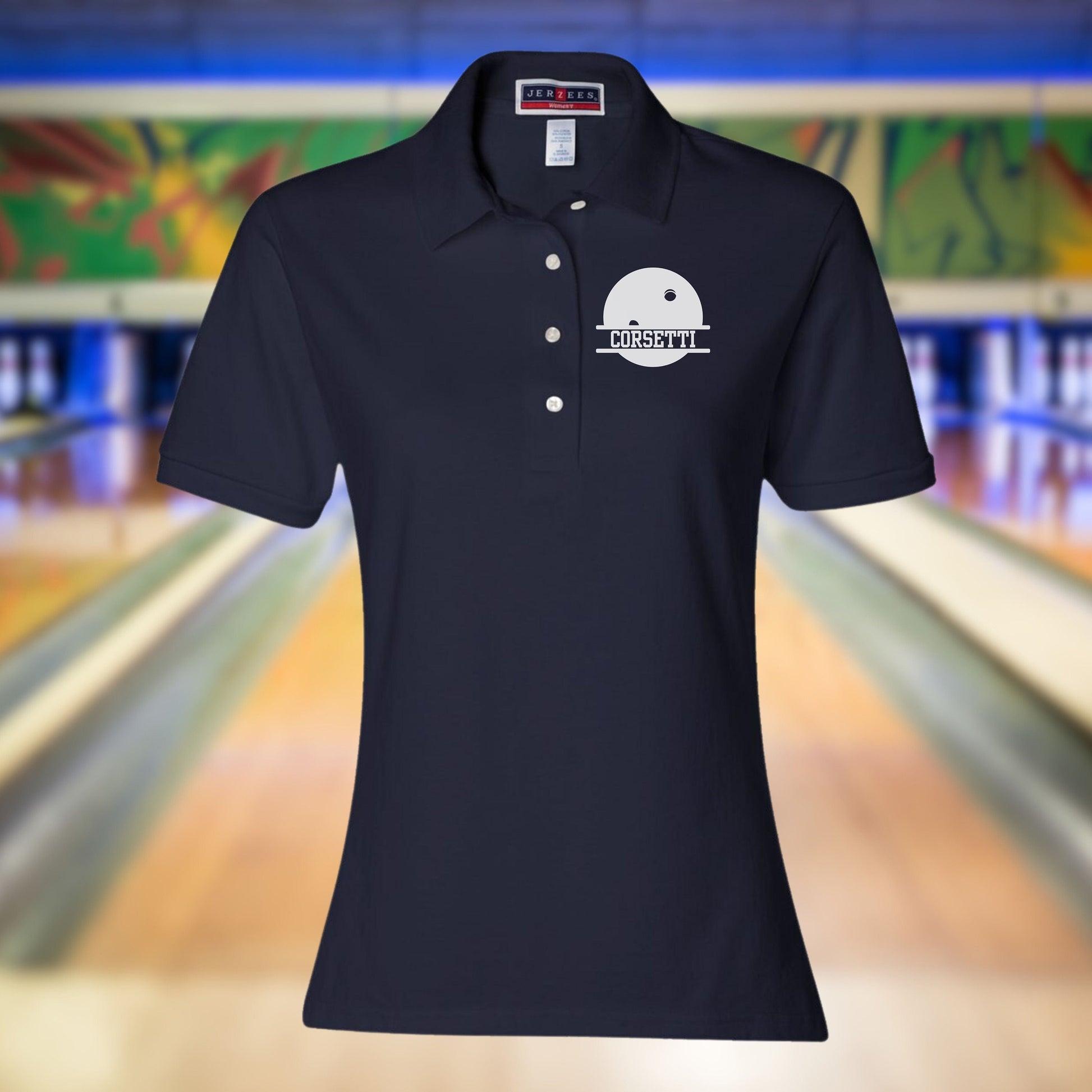 Women's Personalized Bowling Polo, Custom Polo Shirt, Bowling Team Polo, Bowling Coach Gift, Gift for Bowler, Ladys Bowling Polo, Coach Gift