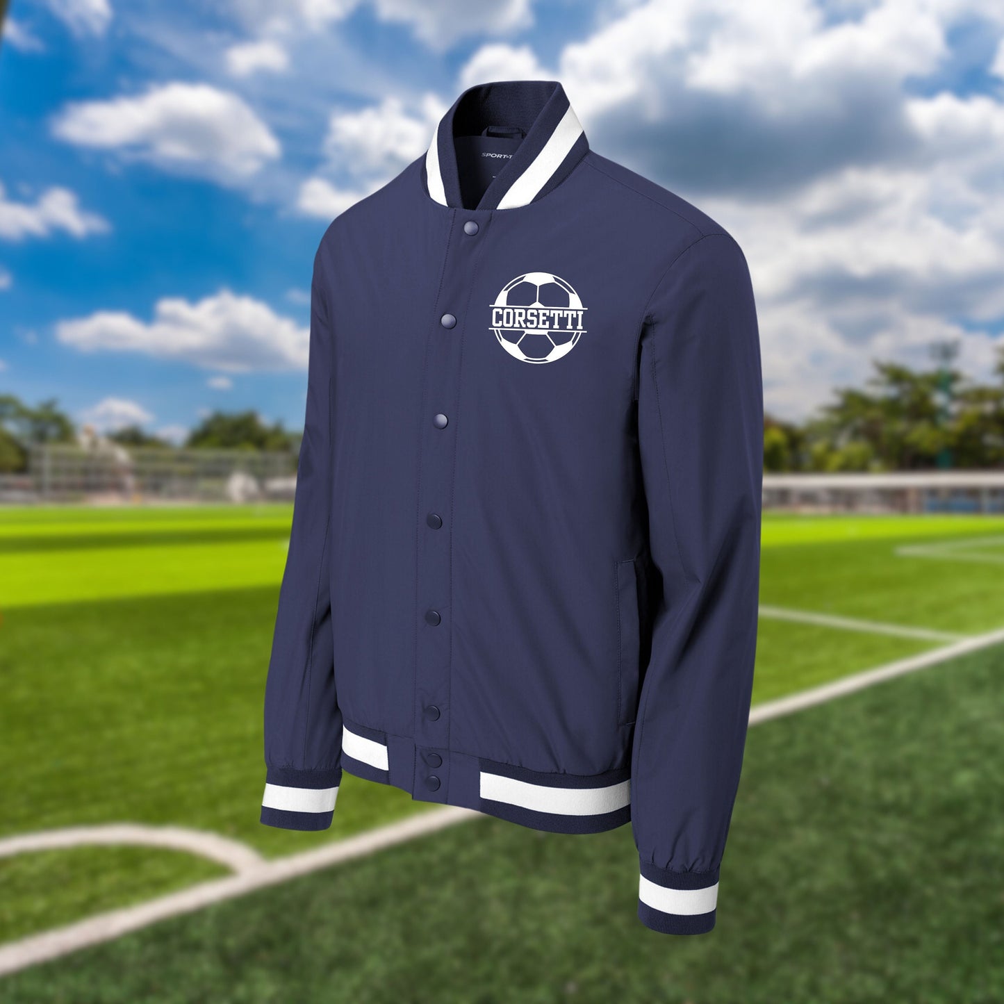 Personalized Varsity Soccer Jacket, Custom Sport Sweatshirt, Monogram Logo, Soccer Coach Gift, College Team Gift, School Sport, Gift for Son