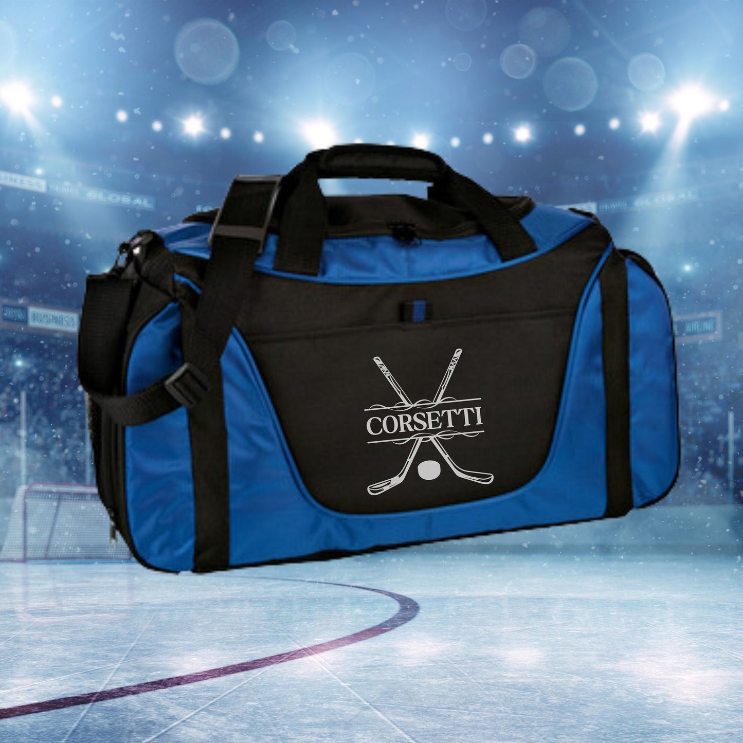 Personalized Hockey Duffel Bag, Custom Sport Duffle Bag, Monogram Travel Bag, Athletic Shoulder Bag, Hockey Coach Gift, Hockey Player Bag