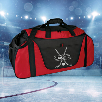Personalized Hockey Duffel Bag, Custom Sport Duffle Bag, Monogram Travel Bag, Athletic Shoulder Bag, Hockey Coach Gift, Hockey Player Bag