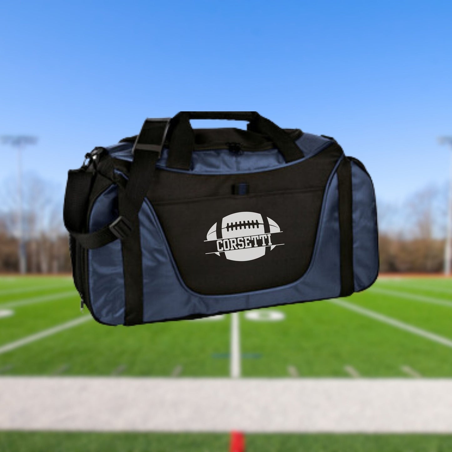 Personalized Football Duffel Bag, Custom Sport Bag, Monogram Travel Bag, Athletic Shoulder Bag, Football Coach Gift, Football Player Bag