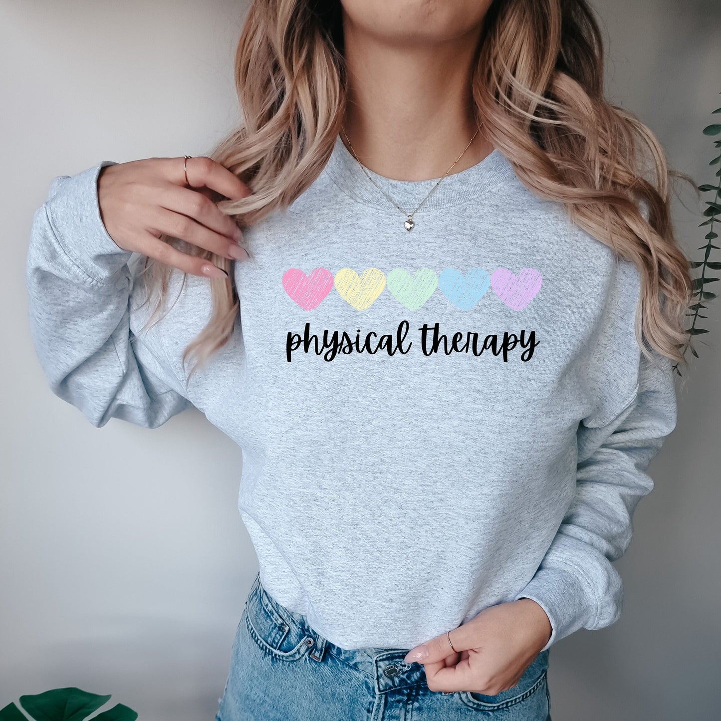 Physical Therapy Sweatshirt with Hearts for Physical Therapy Hoodie Retro Heart Sweatshirt for Physical Therapist Shirt Gift for New Grad PT