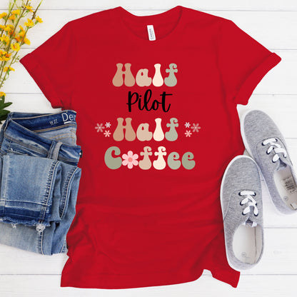Funny Coffee Pilot Shirt Gift for Pilot Gift for Coffee Lover Shirt Retro Shirt for Pilot Funny Retro Coffee Tshirt Gift for Pilot New Grad