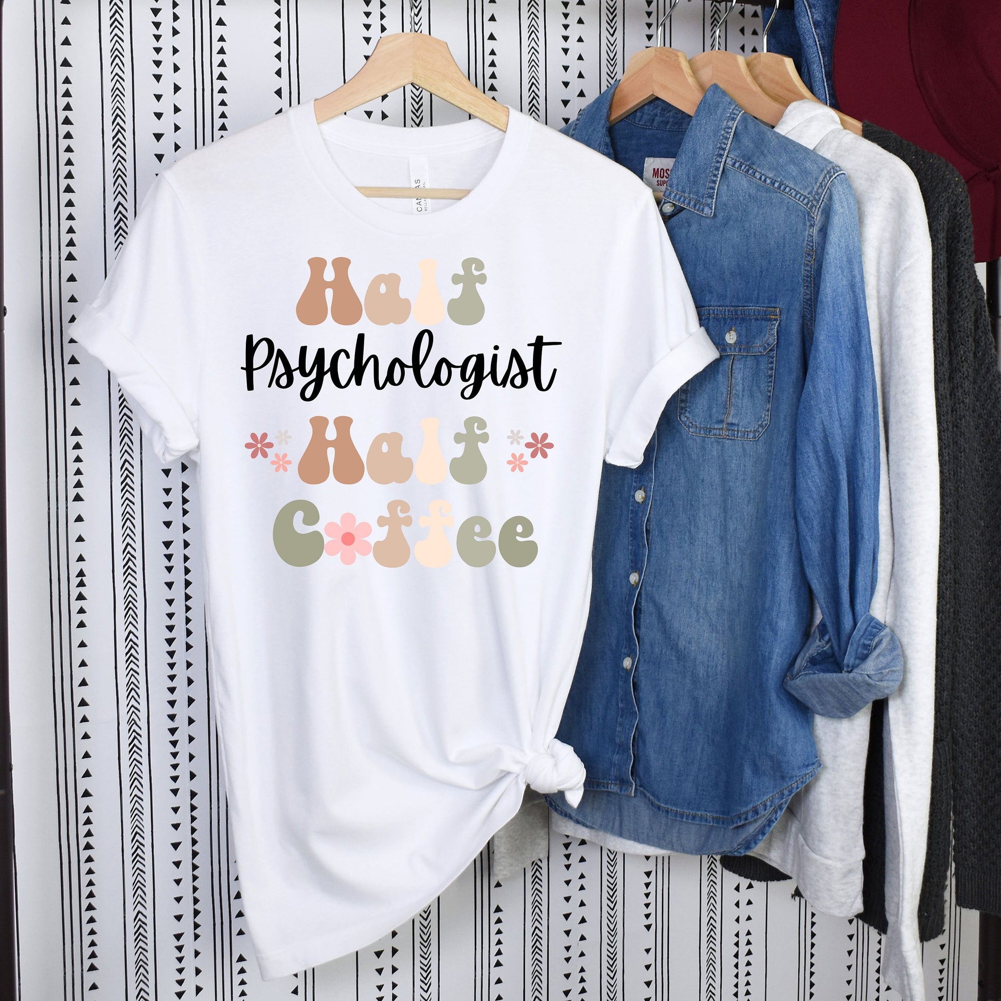 Funny Psychologist Shirt, Gift for Psychologist, Coffee Lover, Retro Boho TShirt, Psychology T-shirt, Psychology Student, New Grad Therapist