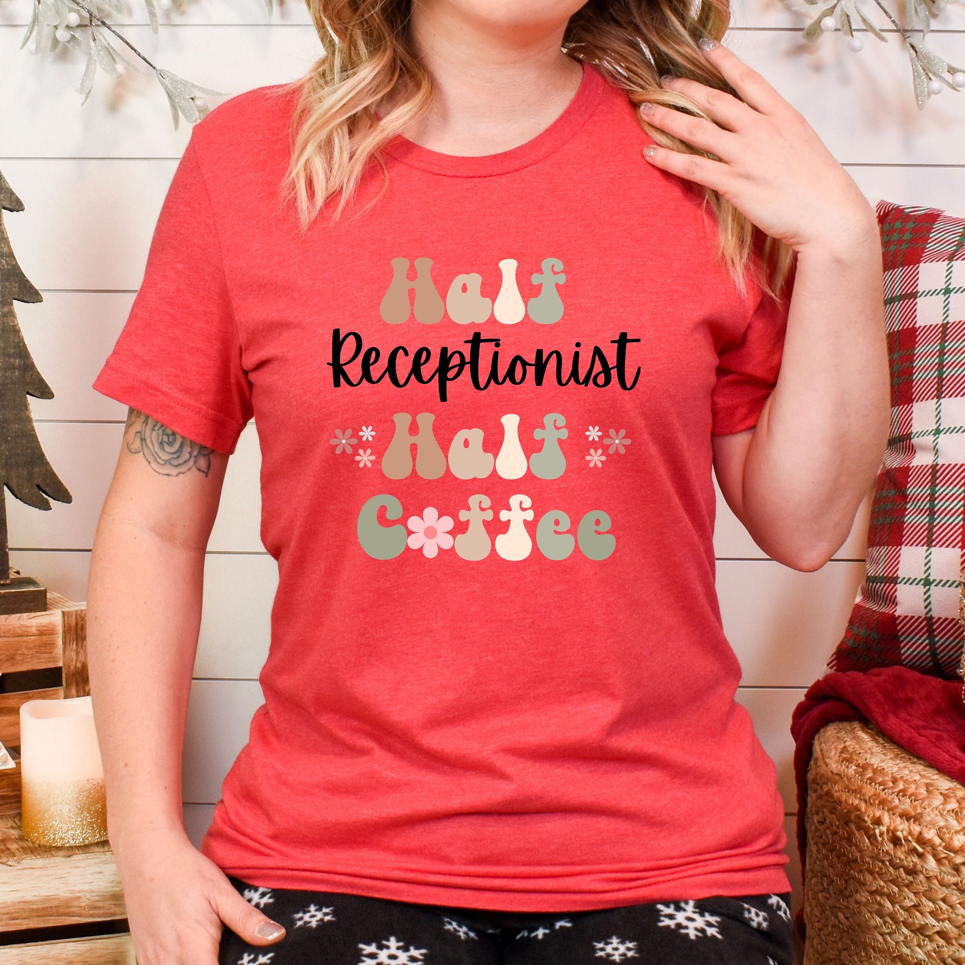 Funny Receptionist Shirt, Gift for Receptionist, Coffee Lover, Boho Retro TShirt, Medical Receptionist T-Shirt, Coworker Gift, Front Office