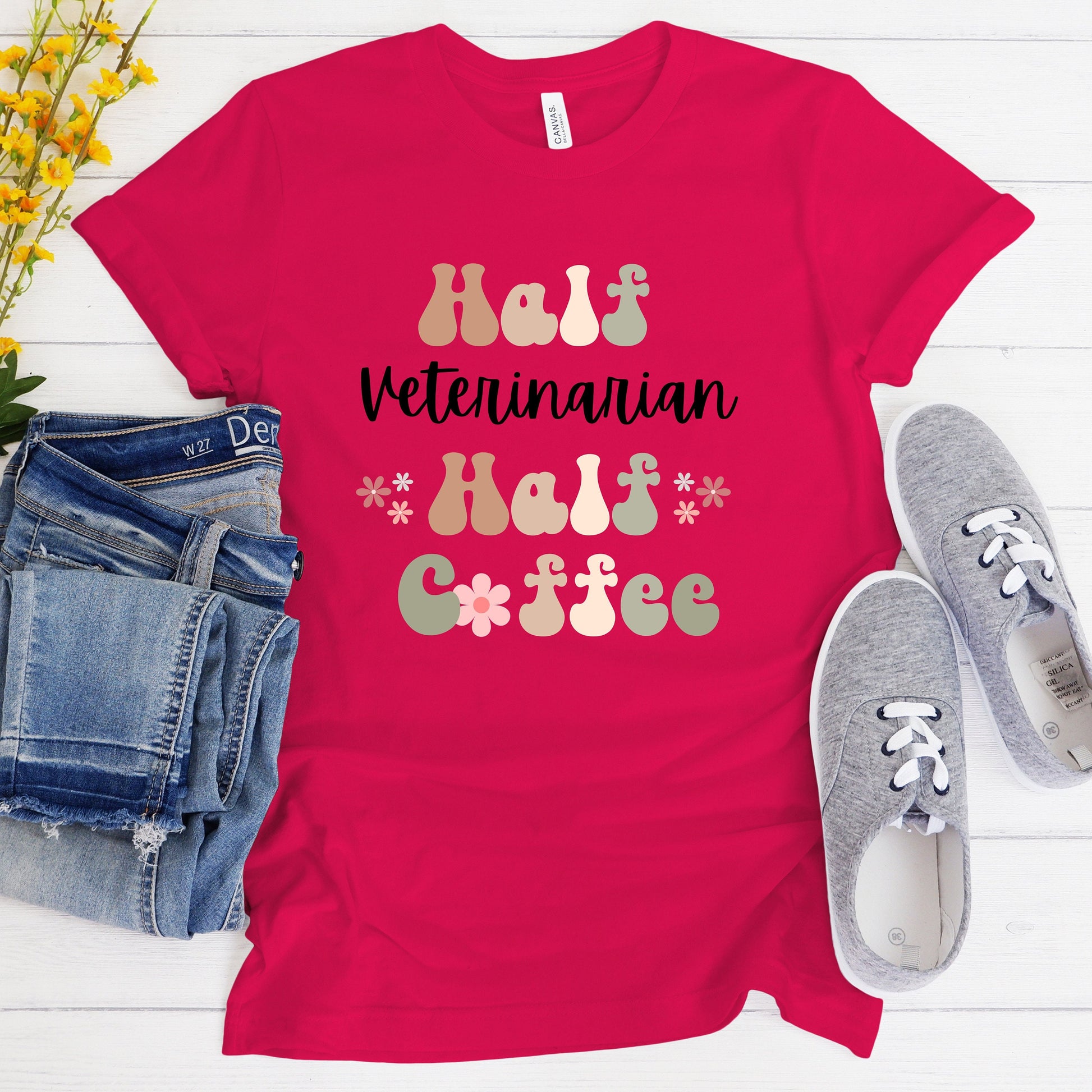 Funny Veterinarian Shirt, Gift for Vet, Coffee Lover, Retro Boho Shirt, TShirt for Vet, Funny Vet T-Shirt, New Grad Vet, Student Vet Gift