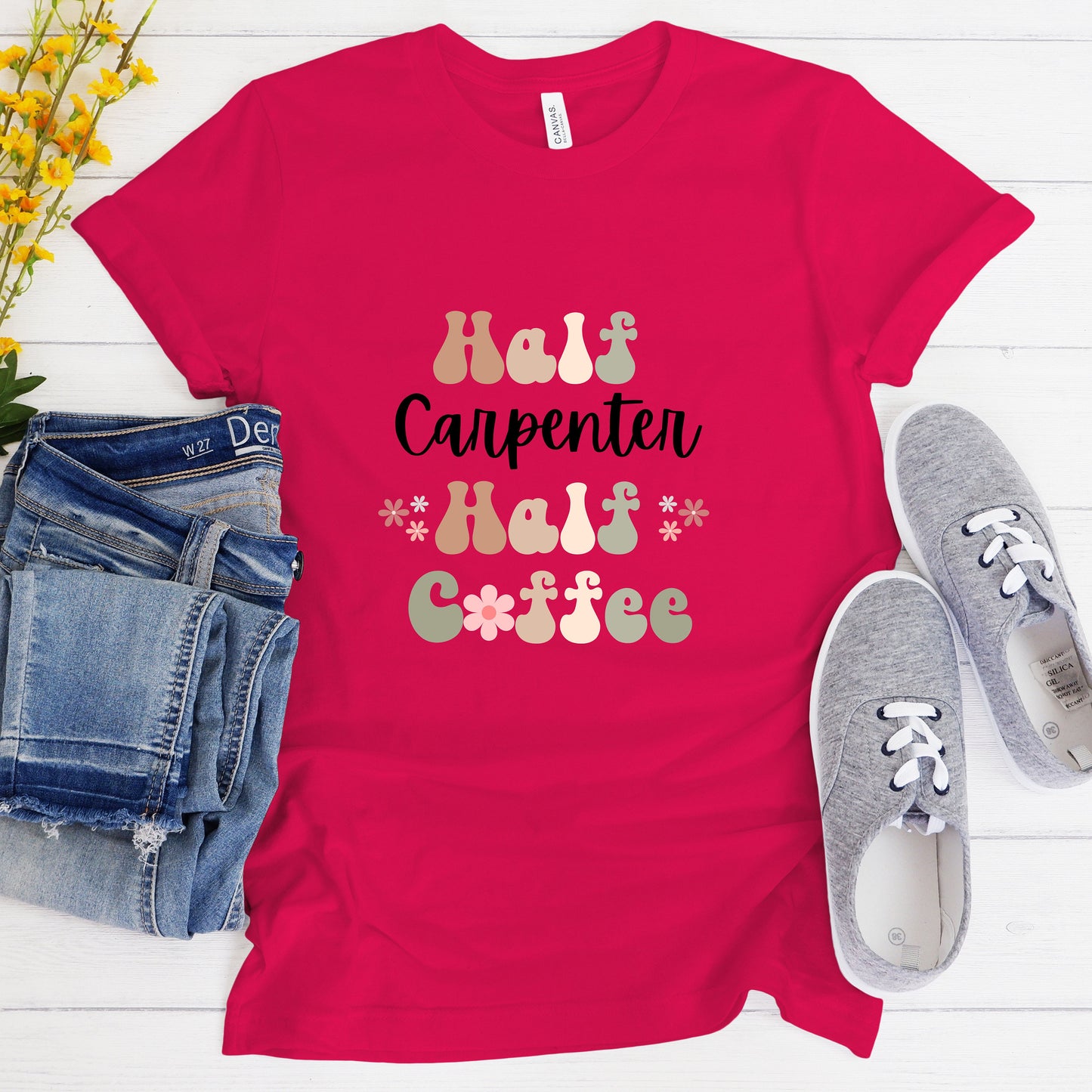Funny Carpenter Shirt, Gift for Carpenter, Coffee Lover, Retro Boho TShirt, Trade Tshirt, Tradesman T-Shirt, Gift for Carpenter, Women STEM