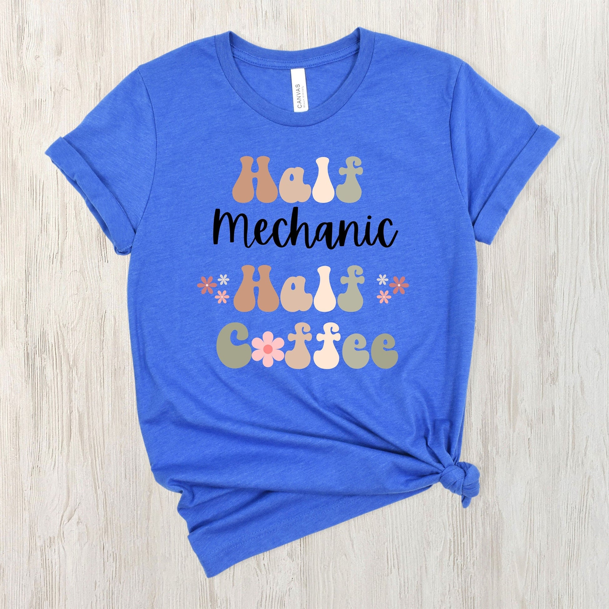 Funny Mechanic Shirt, Gift for Mechanic , Coffee Lover, Retro Boho TShirt, Tradesman Tshirt, Tradewoman T-Shirt, Trade Appreciation, School