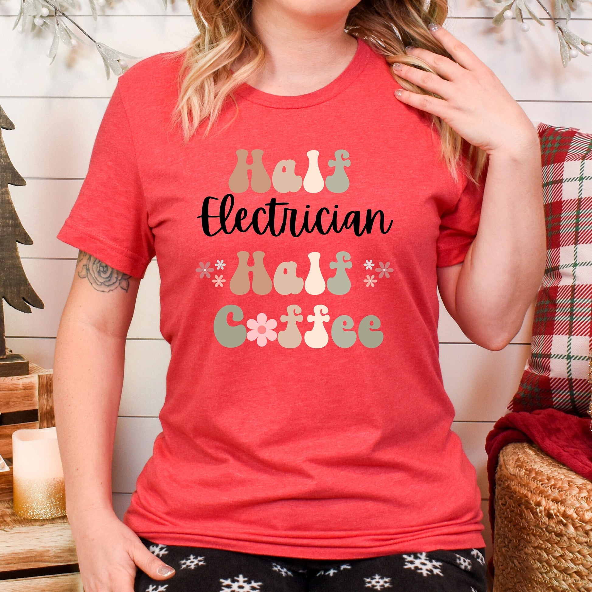 Funny Electrician Shirt, Gift for Electrician, Coffee Lover, Retro Boho TShirt, Trade T shirt, Tradesman T-Shirt, Gift for Electrician