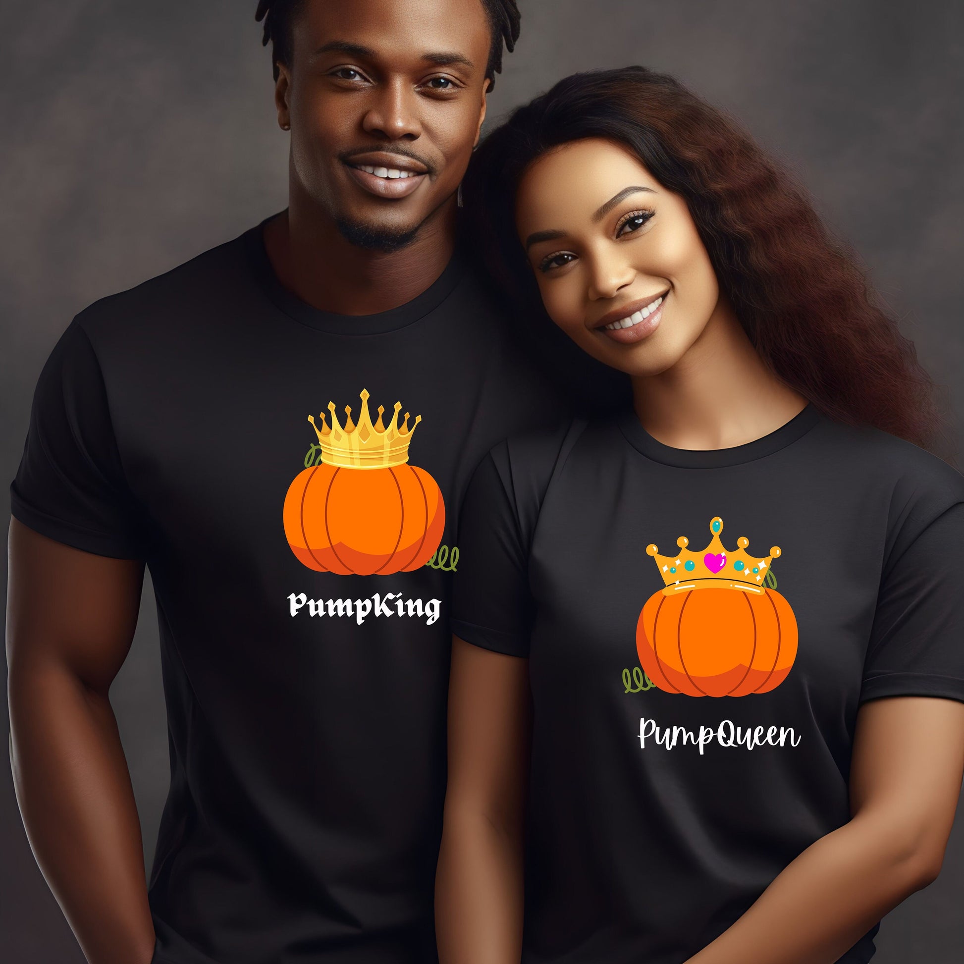 PumpQueen Shirt, Pumpkin Couples Tshirt, Fall Couples T-shirt, His and Her Fall T Shirt, Gift for Couple Tee, Matching Shirt for Couples