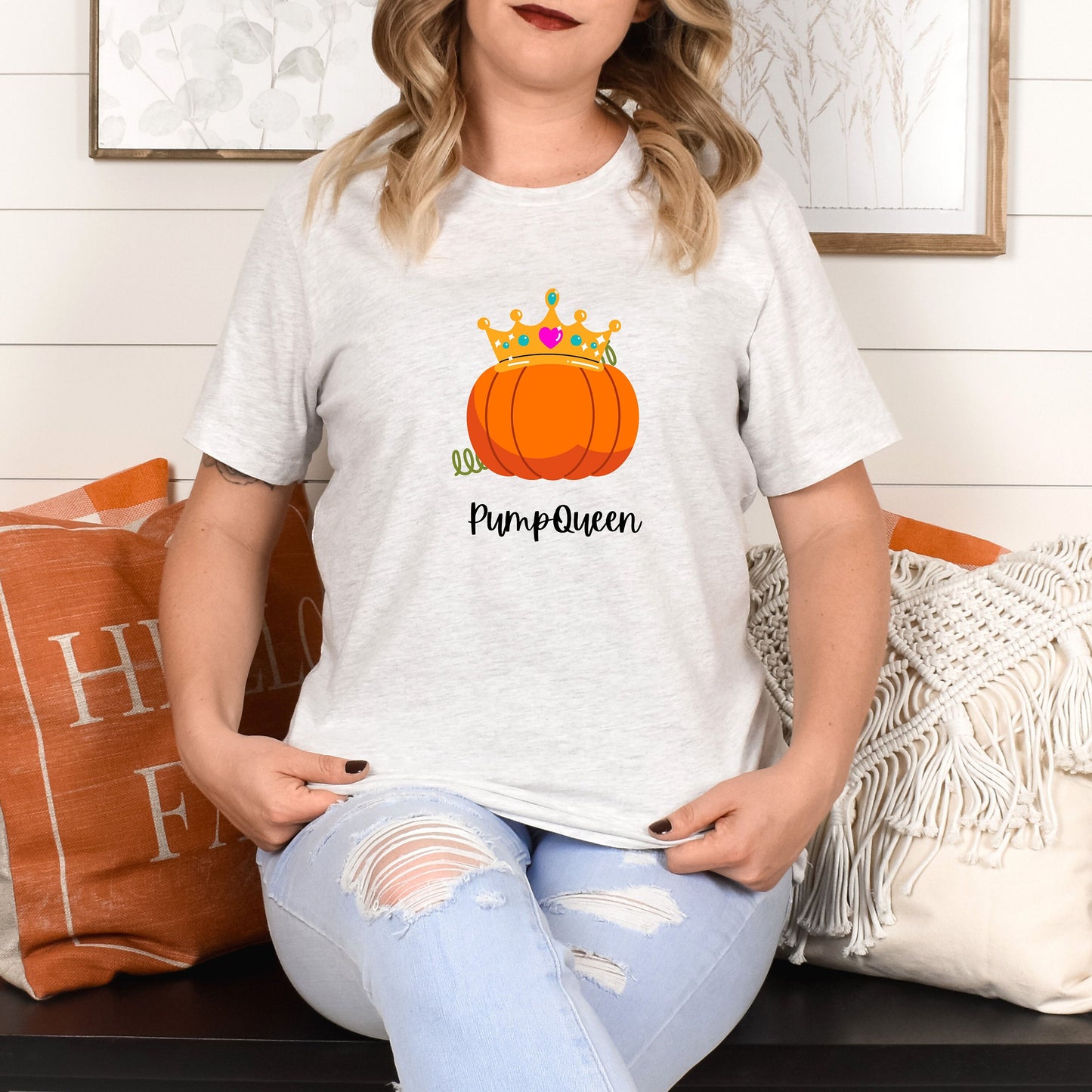 PumpQueen Shirt, Pumpkin Couples Tshirt, Fall Couples T-shirt, His and Her Fall T Shirt, Gift for Couple Tee, Matching Shirt for Couples