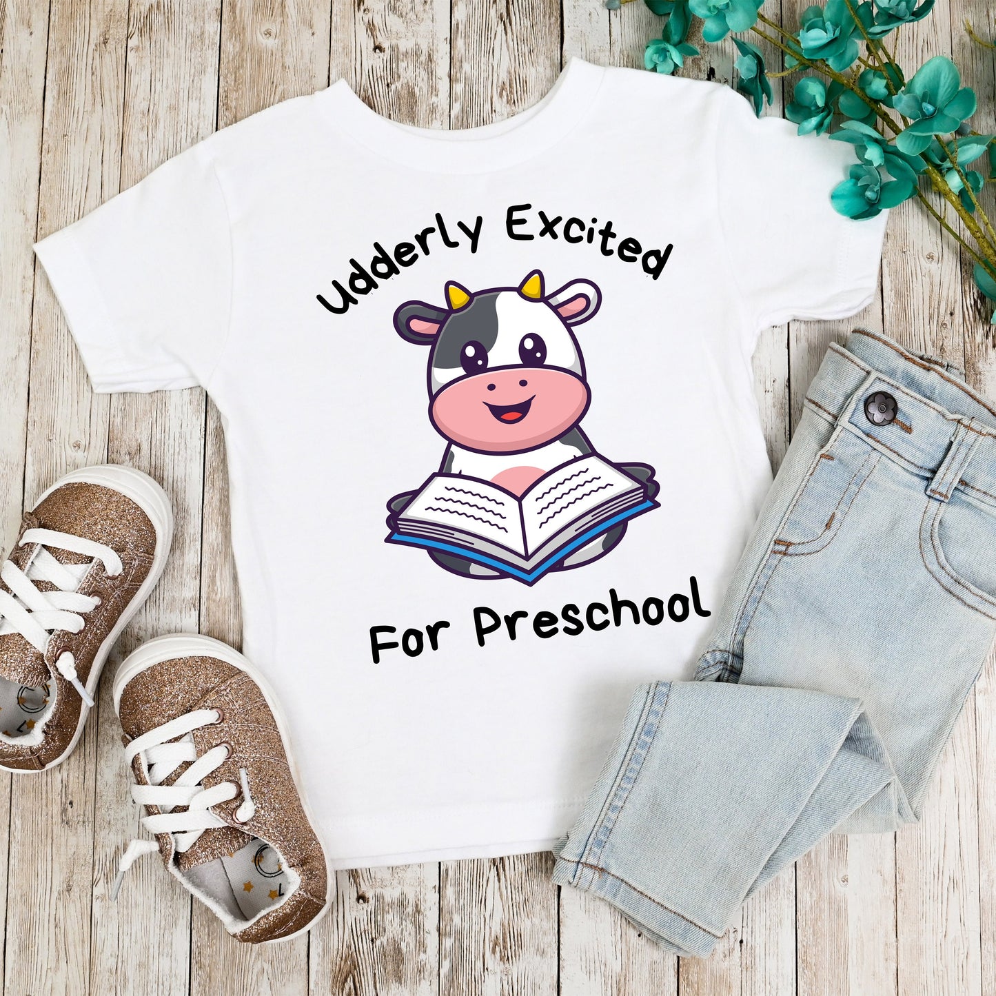 Back to School Shirt for Kid, First day of School Tshirt, Cute Cow T-Shirt, Children's Barnyard School Tee, Funny Animal Shirt for Preschool