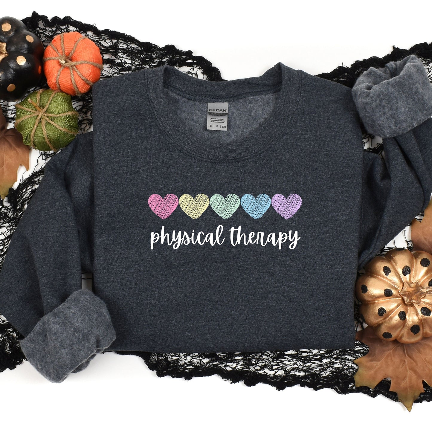 Physical Therapy Sweatshirt with Hearts for Physical Therapy Hoodie Retro Heart Sweatshirt for Physical Therapist Shirt Gift for New Grad PT