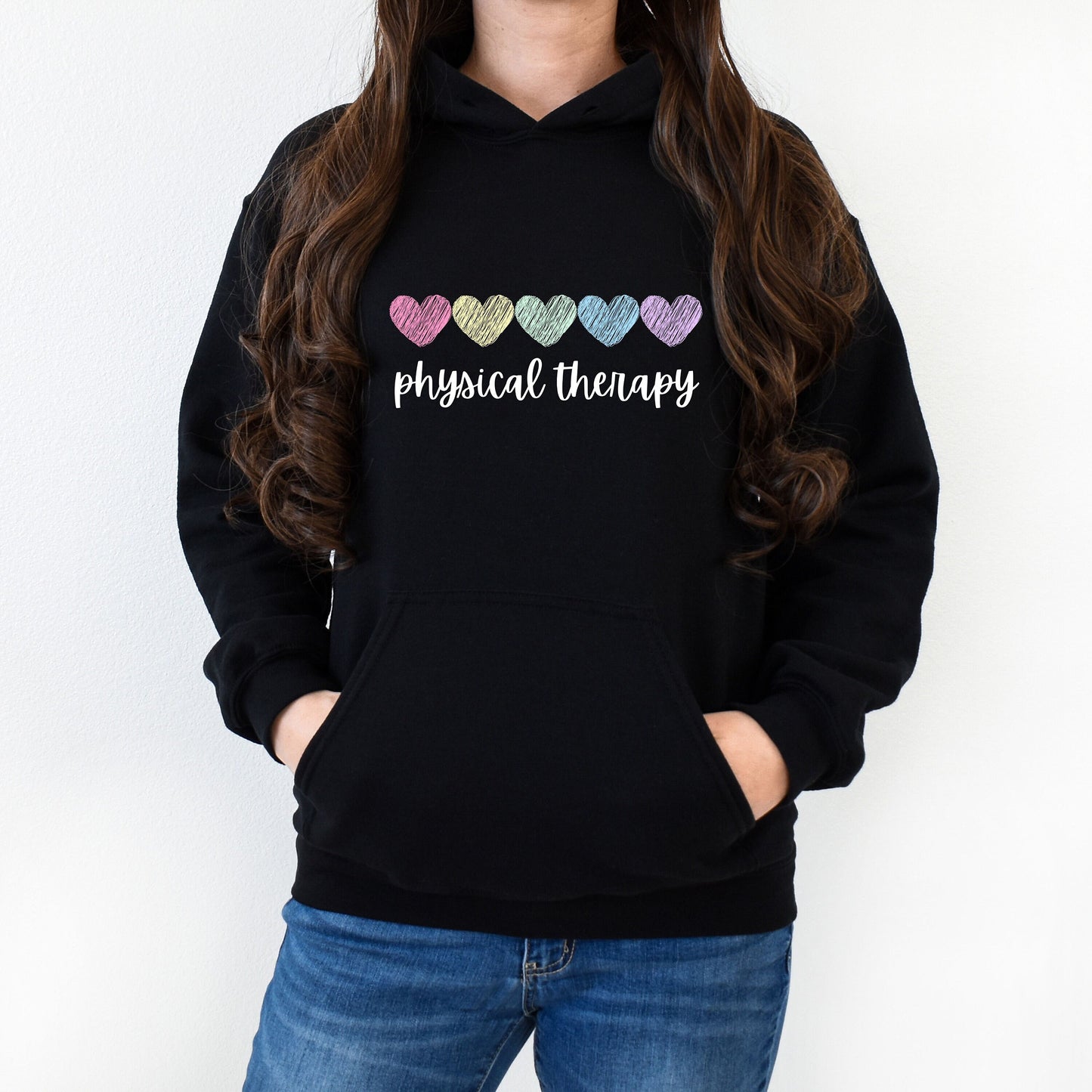 Physical Therapy Sweatshirt with Hearts for Physical Therapy Hoodie Retro Heart Sweatshirt for Physical Therapist Shirt Gift for New Grad PT