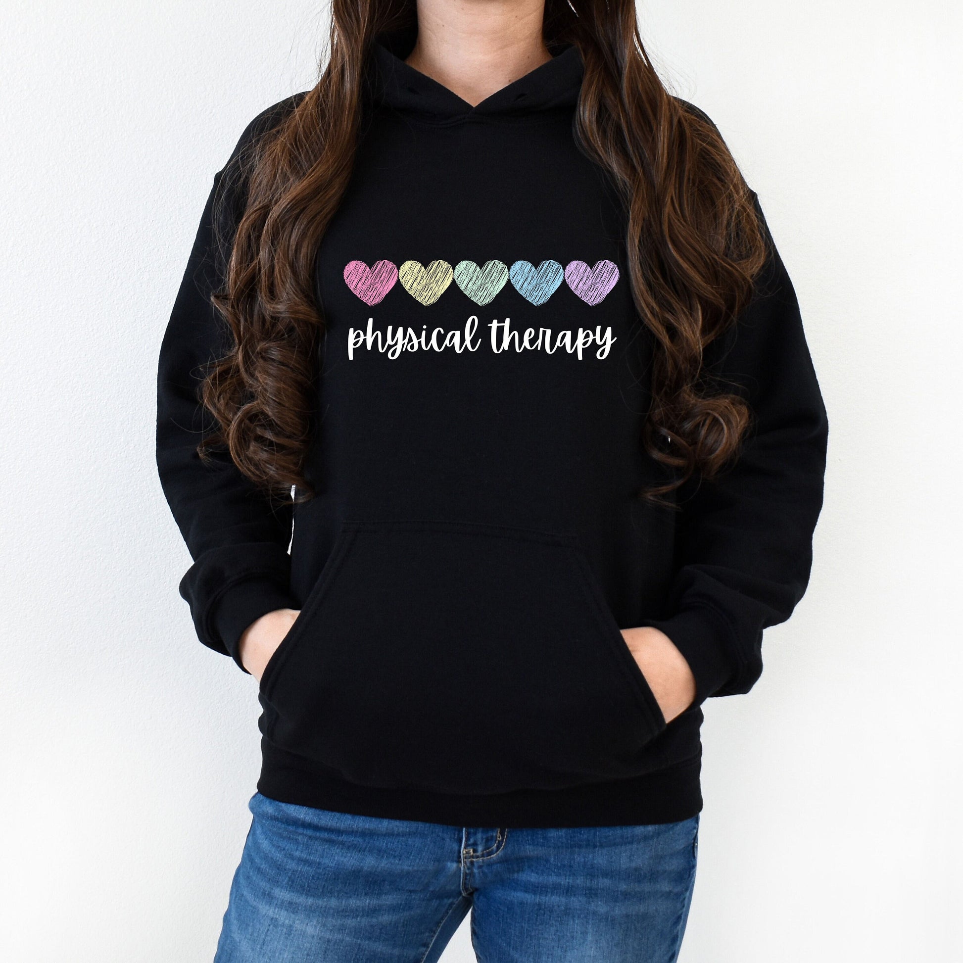 Physical Therapy Sweatshirt with Hearts for Physical Therapy Hoodie Retro Heart Sweatshirt for Physical Therapist Shirt Gift for New Grad PT