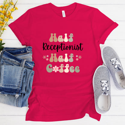 Funny Receptionist Shirt, Gift for Receptionist, Coffee Lover, Boho Retro TShirt, Medical Receptionist T-Shirt, Coworker Gift, Front Office
