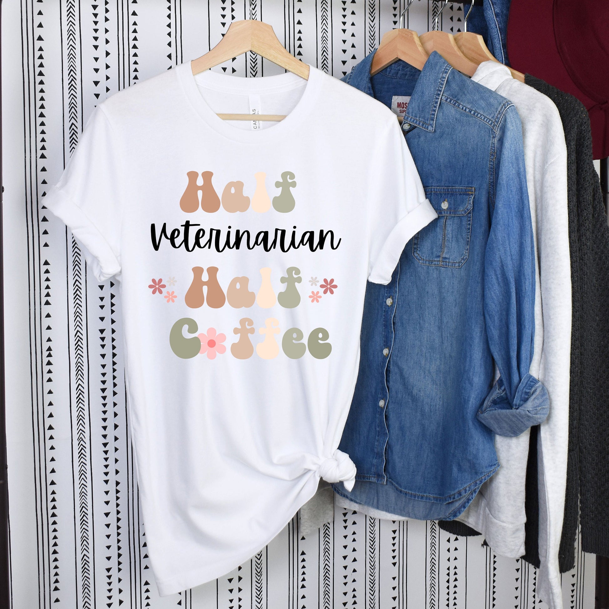Funny Veterinarian Shirt, Gift for Vet, Coffee Lover, Retro Boho Shirt, TShirt for Vet, Funny Vet T-Shirt, New Grad Vet, Student Vet Gift