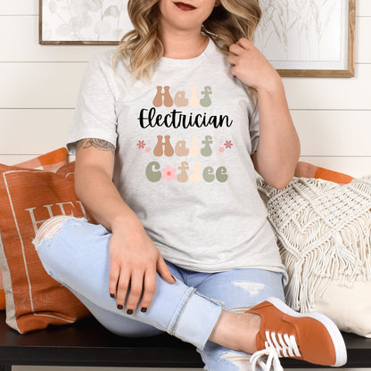 Funny Electrician Shirt, Gift for Electrician, Coffee Lover, Retro Boho TShirt, Trade T shirt, Tradesman T-Shirt, Gift for Electrician