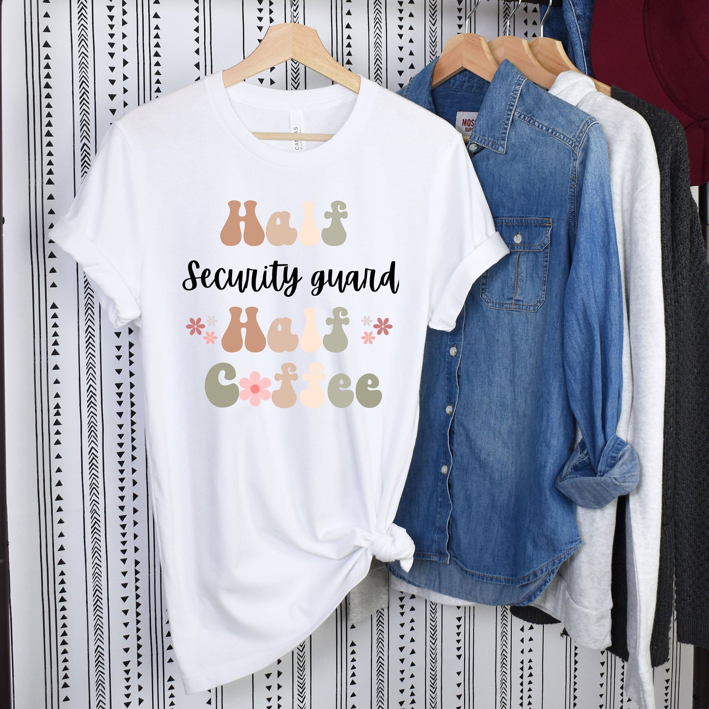 Funny Security Guard Shirt, Gift for Security Guard, Coffee Lover, Retro Boho TShirt, Security Guard Tshirt, Security Guard T-Shirt, Safety