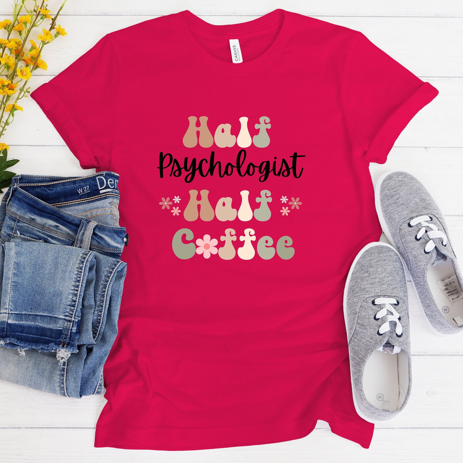 Funny Psychologist Shirt, Gift for Psychologist, Coffee Lover, Retro Boho TShirt, Psychology T-shirt, Psychology Student, New Grad Therapist