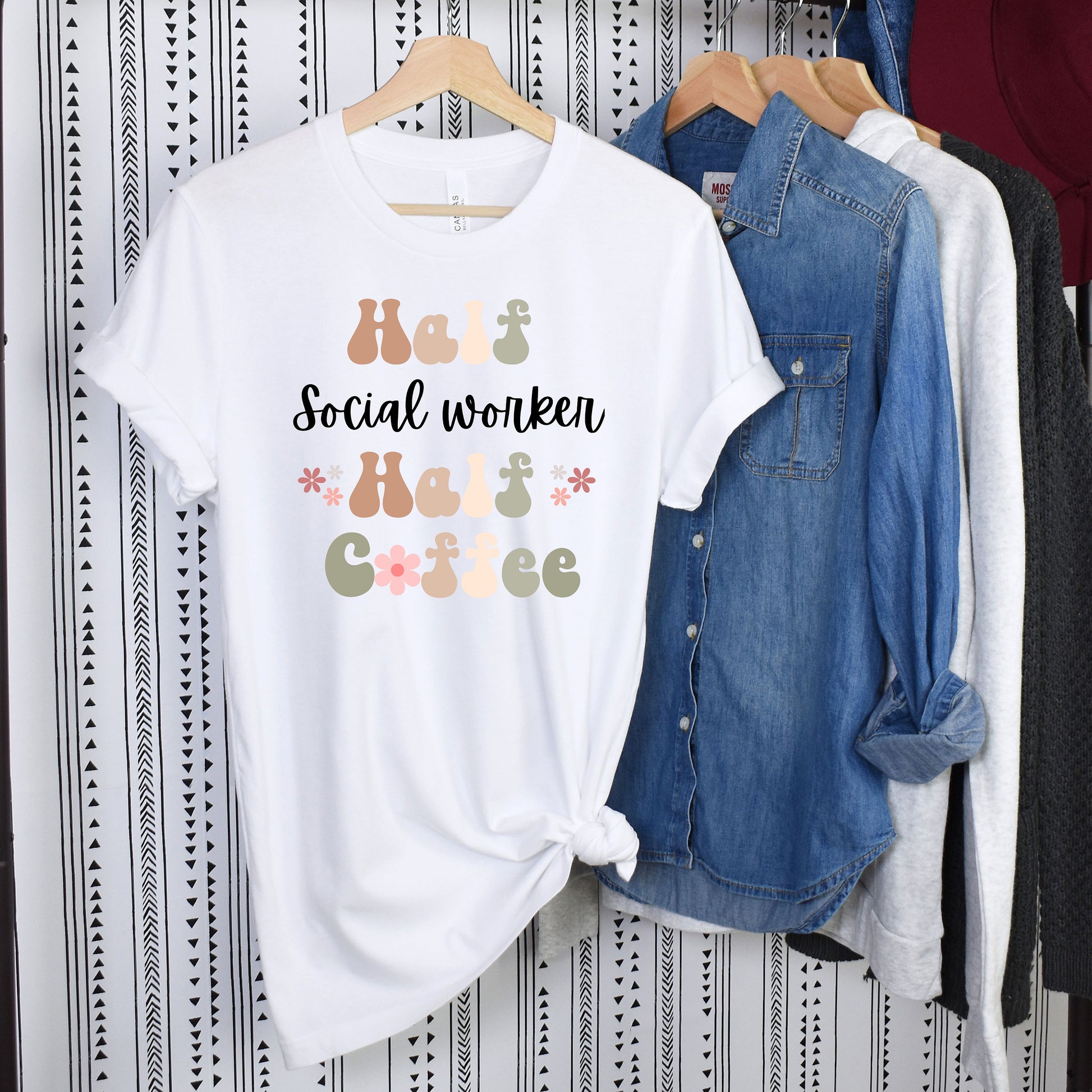 Funny Social Worker Shirt, Gift for Social Worker, Coffee Lover, Retro Boho TShirt, Social Worker Tshirt, Social Worker T-Shirt, School