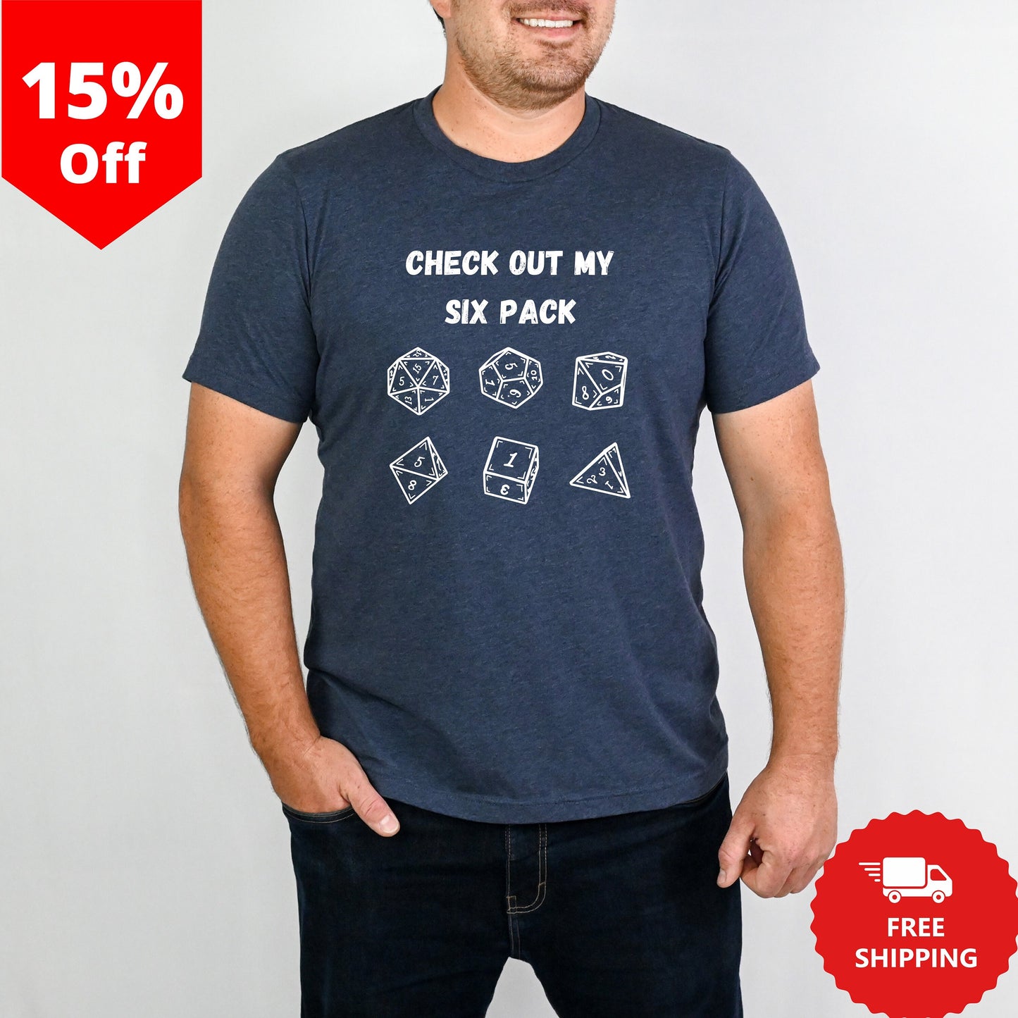 Funny Tabletop Game Shirt, Dungeon Master Tshirt, Check Out My Six Pack, TTRPG T-Shirt, RPG Shirt Gift, DnD Dice Tee Shirt, DM Gift Ideas