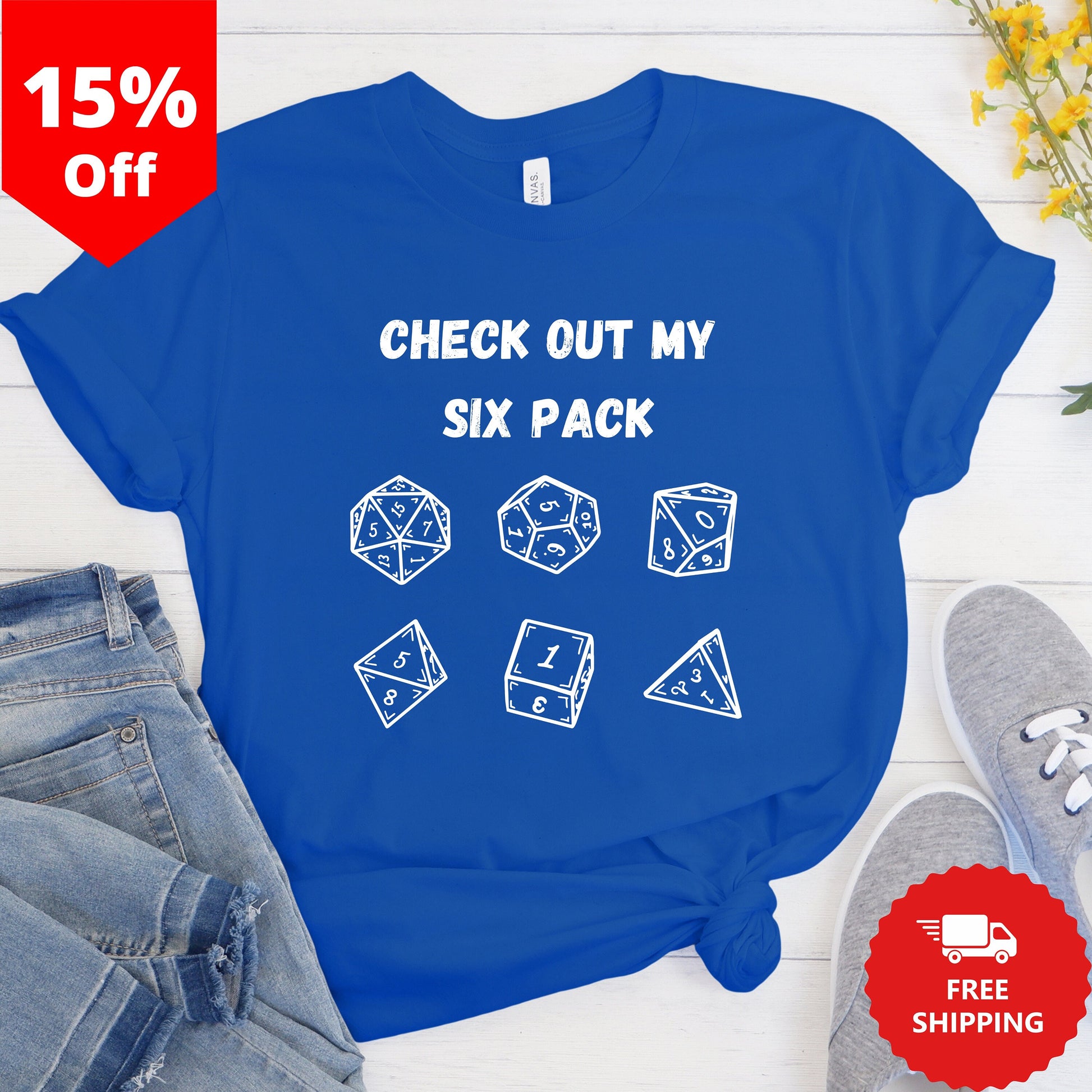 Funny Tabletop Game Shirt, Dungeon Master Tshirt, Check Out My Six Pack, TTRPG T-Shirt, RPG Shirt Gift, DnD Dice Tee Shirt, DM Gift Ideas