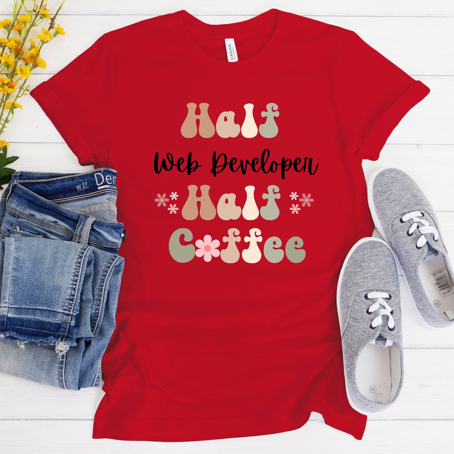 Funny Web Developer Shirt, Gift for Web Developer, Coffee Lover, Retro Boho TShirt, Web Developer Tshirt, Web Developer T-Shirt, Web Page